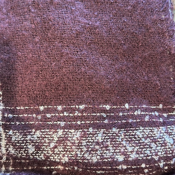 Burgundy Plaid Frayed Fringe Blanket Scarf - Picture 4 of 5